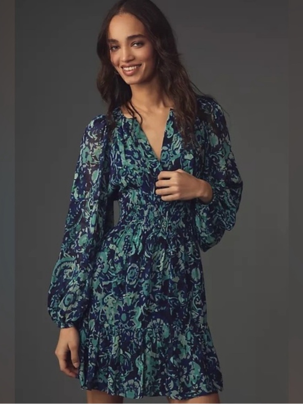 BOGO! Anthropologie The Somerset Mini Dress Long-Sleeve Edition Blue Small